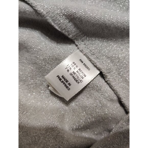 Express M Womens Top Silver Shimmer Scoop Neck Cami Stretch Adjustable Tank Chic - Picture 8 of 12